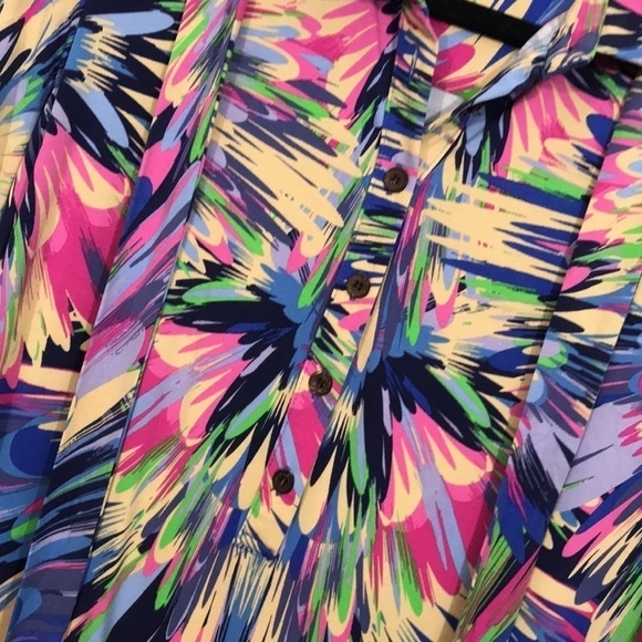 Tori Richard Honolulu Stretch Knit Luxury 3/4 Sleeve Shirt Dress w/Sash Size M - Picture 2 of 8